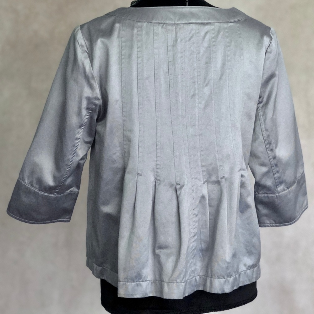 Silver Pleated Blazer Jacket Size M - Picture 2 of 4
